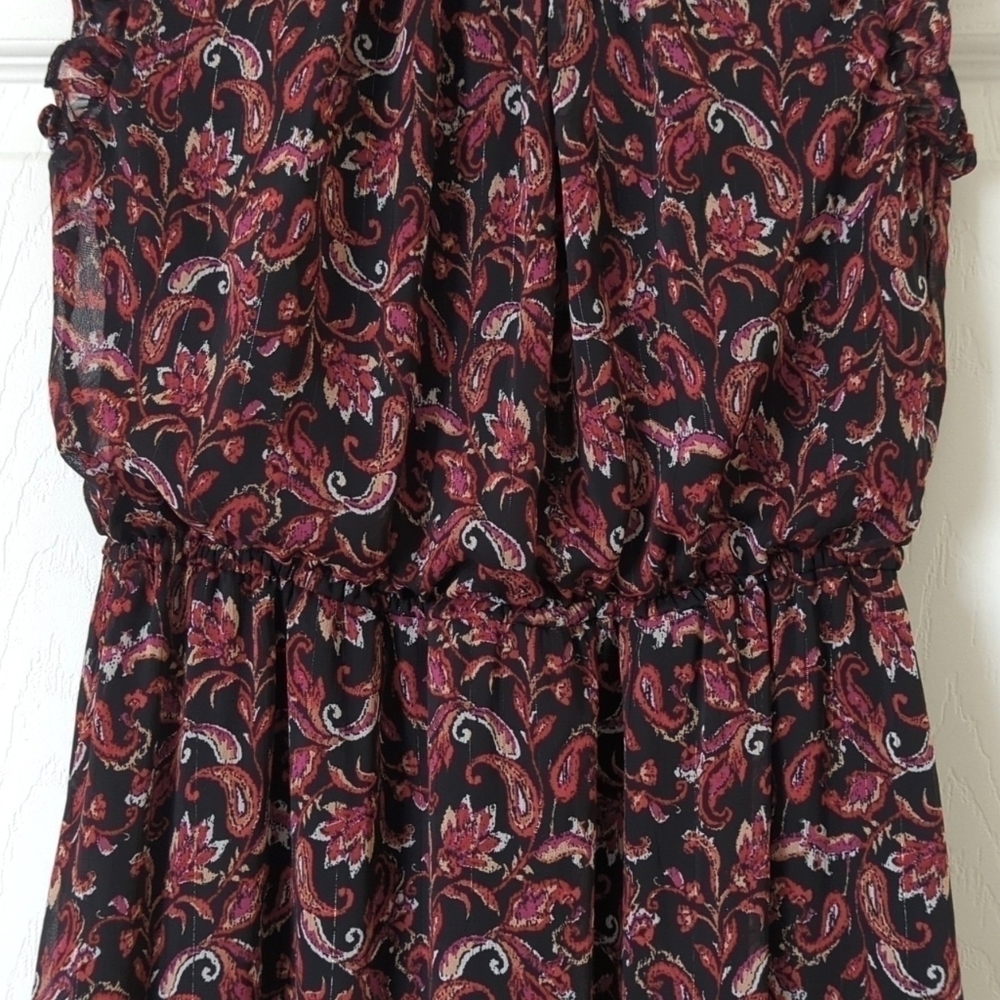Sam Edelman Floral Paisley Printed Sleeveless High Neck Blouson Midi Dress XS - Picture 8 of 15
